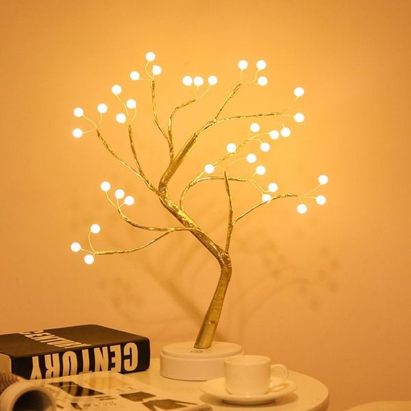 LED Veilleuse Mini Arbre De Noël Fil De Cuivre Guirlande Lampe Pour La Maison Enfants Chambre Décor Fée Lumières Luminaire Éclairage De Vacances178s