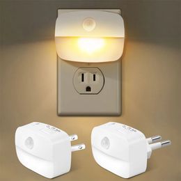 LED Night Light Motion Sensor EU Lámpara de la lámpara de enchufe de EE. UU. Para niños Decoración del dormitorio Pasillo de decoración WC Lámpara de noche de noche 240507