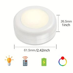 Veilleuse LED, nouvelle lampe d'armoire 16 couleurs, lumière sous l'armoire, télécommande à intensité variable, veilleuse de décoration de chambre à coucher, piles AAA.