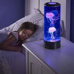 Luz de noche LED The Hypnoti Jellyfish Aquarium Siete colores Led Ocean Lantern Lights Lámpara de decoración para habitación de niños Regalo para niños Y22064