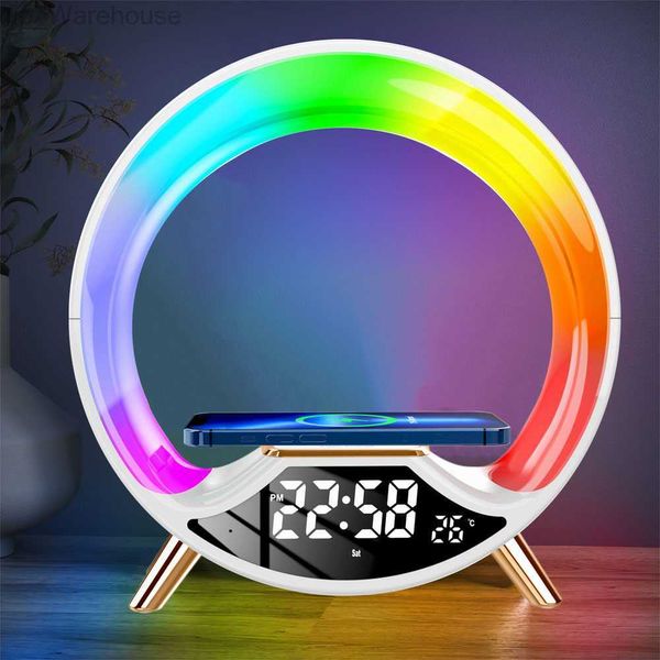 LED Night Light Chargeur sans fil Lampe de bureau intelligente Haut-parleur Bluetooth APP Musique Rythme Pickup Horloge Cadeau créatif Lampe de table HKD230824