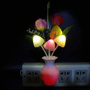 LED nachtlampje met lichtsensor controle rose bloem paddestoel nachtverlichting voor kinderen volwassenen slaapkamer, badkamer, woonkamer, keuken, hal