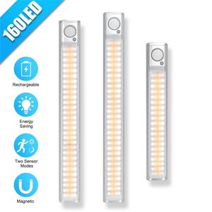 Decoración LED Luces nocturnas con sensor de movimiento Luz 80 120 160 LED Inalámbrico USB Lámparas de pared recargables Niños Armario Cocina Comedor Lámpara