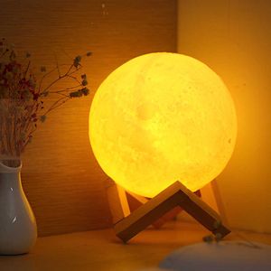 Led Night Light met stand sterrenlicht voor slaapkamer esthetische kinderen cadeau oogbescherming 3d maanlamp AA230426