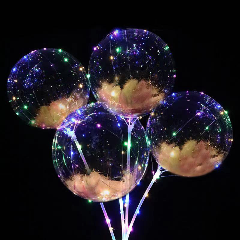 LED NIEUWTIGHEID LIDING UP BOBO -BALLONEN ROSE BOUQUET Wedding Transparante lichte bal Glow Bubble Ballon String Lights Valentine's Day Party Decors Diy Crestech168