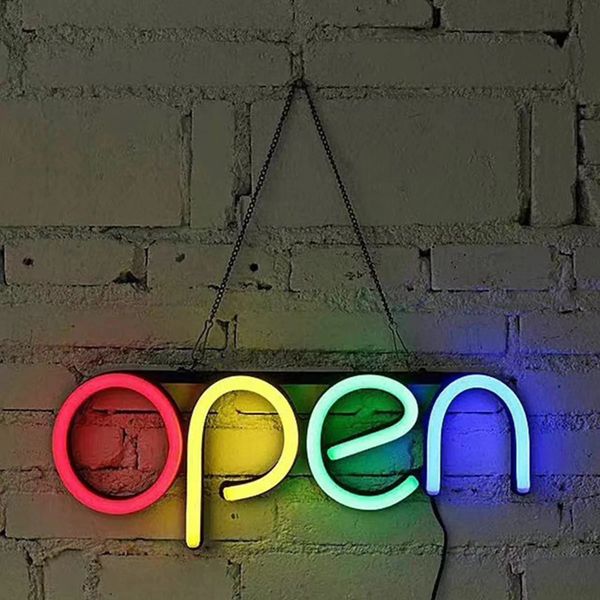 LED OUVERT NIGHT NIGHT Light Ultra Bright Colorful Lighted Signes Open Business LETTER LETTRE LETTRE COLORFE COLURE POUR BAR PUB 240407