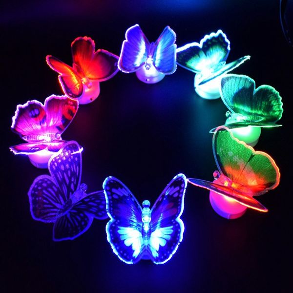 Luz de mariposa de fibra óptica Led, luz de noche LED, pegatina de pared de habitación para bebés y niños, lámpara de luz para regalos de fiesta, favores