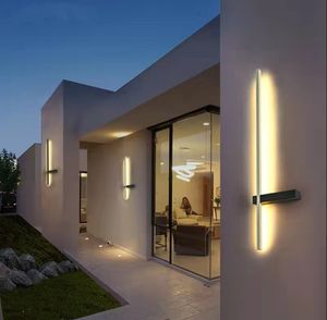 Lámparas LED de pared para exteriores, iluminación para balcón largo, 110V, 220V, luz de pared, moderna, impermeable, IP54, villa, porche, jardín, patio, lámpara exterior
