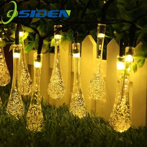 LED Gouttes d'eau extérieures Lampe solaire Guirlandes lumineuses 5 / 7M 20 / 50LED Fée Vacances Fête de Noël Guirlande Décoration de jardin 211015