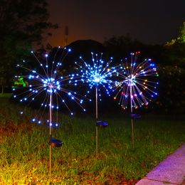 Lámpara LED de fuegos artificiales solares impermeable para exteriores, diente de león montado en el suelo, luces decorativas navideñas, decoración de fiesta de Año Nuevo hecha en China