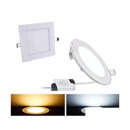 LED Paneel Lichten Dimable Downlight 6W 12W 18W Round Glass Plafond Inbouw SMD 5730 Warm koud Wit licht AC85265V Drop Delivery Li DH4FV