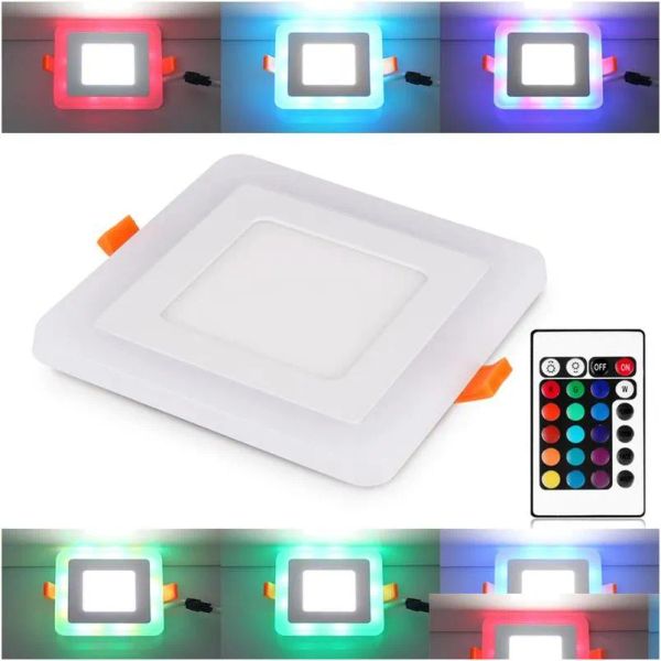 Led Panel Lights Rgb Light 100 265V Plafonnier Ajouter 24Keys Controller Surface / Encastré Rgbaddwhite Parlour / Shop Downlight Drop Delive Dhcmg