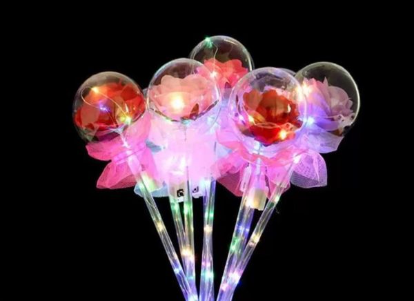 LED Party Favor Décoration Light Up Glowing Rouge Rose Fleur Baguettes Bobo Ball Stick Pour Le Mariage Valentine039s Day Atmosphère Deco3468587