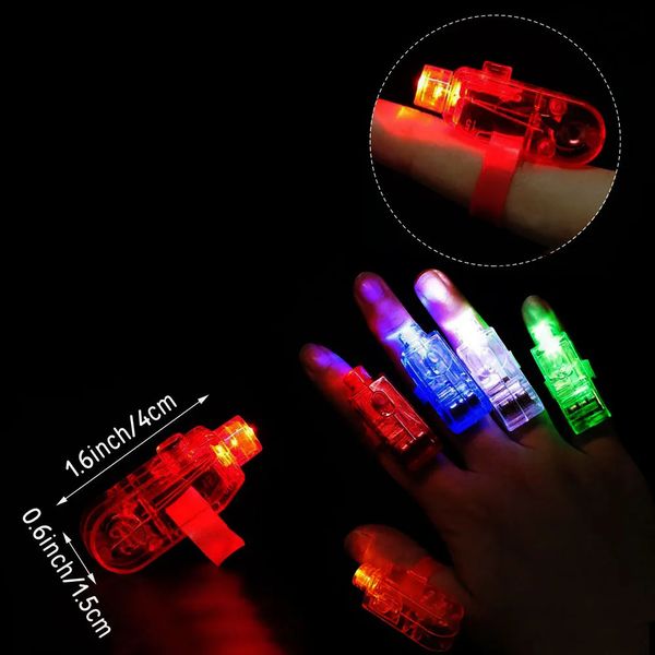 LED Party Finger Lights 30/60/120/200Pcs 6 Couleurs Lampes de poche pour enfants Fournitures de fête d'anniversaire Revelry Laser Jouets assortis 240105