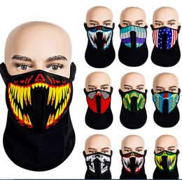 Máscara de fiesta LED Iluminar Máscara facial activada por voz Máscaras de control de sonido Máscaras de cráneo Máscara facial de media cara Fiesta de Halloween Revel Cosplay E81201