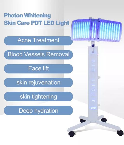 Led PDT 7 colores Bio-luz Terapia fotodinámica Luz azul Terapia para el acné Seis tipos para blanqueamiento de la piel facial Rejuvenecimiento Estiramiento Spa Equipo de belleza