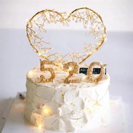 LED perle décoration de gâteau coeur forme rêve Flash gâteau décoration outils mariage joyeux anniversaire Toppers Cupcake fête fournitures 2350
