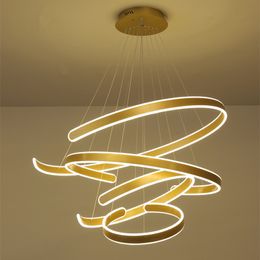LED hanger lamp Modern 3 ronde ringen C vorm plafond licht kroonluchters voor levende eetkamer trap hangende lamp