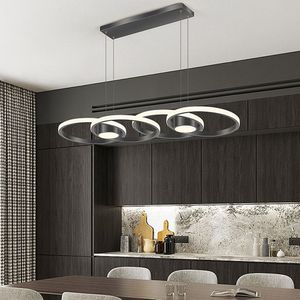 Lampes suspendues LED Dimmable cercles modernes salle à manger lustres de plafond Restaurant cuisine île salon intérieur suspendu lumière