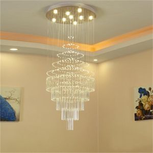 LED suspension duplex bâtiment escalier cristal plafonnier villa escalier long lustre salon led lustre en cristal éclairage