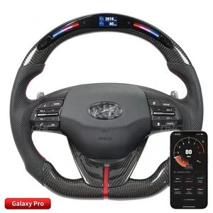 LED Performance Carbon Fiber Steering Wheel Compatible for Hyundai