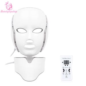 LED Photon Facial Neck Mask Thérapie photodynamique contre l'acné PDT Resserrement de la peau Rajeunissement Beauté 7 couleurs