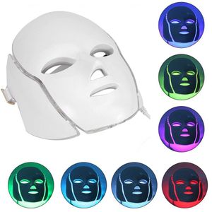 LED Photon Light 7 Couleurs Visage Visage Cou Masque Photodynamique PDT Rajeunissement De La Peau Beauté Massage Usage Domestique