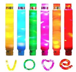 Led Pop Tubes Juguetes sensoriales Niños Alivio antiestrés Tubo de plástico Squeeze Toy Regalos Adultos Fidget Stress Toy