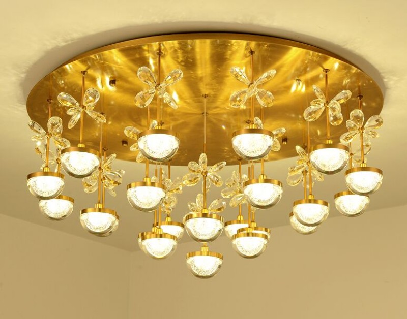 LED Postmodern Iron Crystal Acryl Round Gold Led Lamp.LED Light.ceiling lights.led plafond light.ceiling lamp voor foyer slaapkamer myy