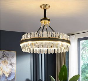 Lámpara de araña de cristal redonda posmoderna LED, iluminación de suspensión Lustre, lámpara para comedor, iluminación interior