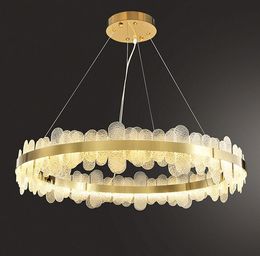 Lampes suspendues LED Postmodern rond en acier inoxydable doré lustre éclairage lustre suspension luminaire lampen pour salle à manger