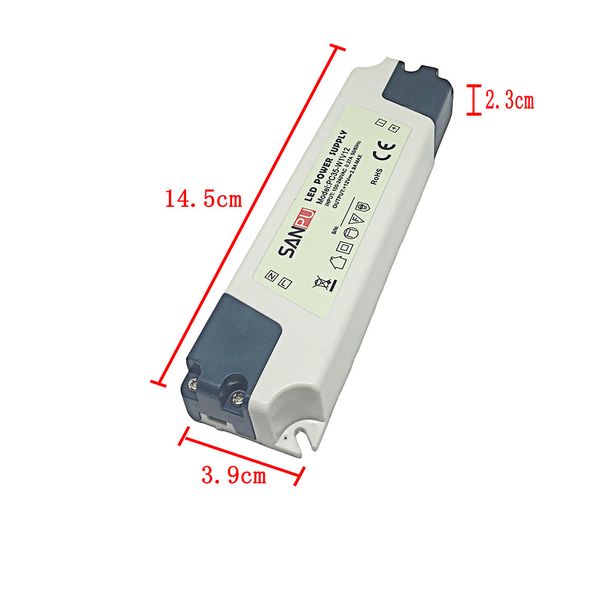 Fuente de alimentación LED 12V 35W Salida de voltaje constante Salida única Cubierta de plástico de uso pequeño Tamaño PC35-W1V12