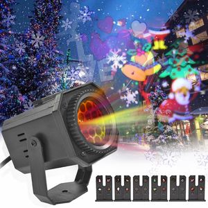 Projecteur LED Effets de Lumière 6 Diapositives Remplaçable Rotatif Lumières Laser de Noël Motif de Squelette de Flocon de Neige pour Noël Halloween Décoration de Fête de Vacances