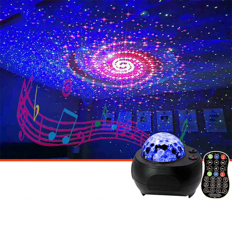 LED Projektör Gece Hafif Müzik Starry Sky Su Dalgası Projeksiyon Projeksiyon Lambası USB Bluetooth Projektör Ses-Aktif Işıklar