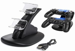 LED PS4 Dual Charger Dock Mount USB -laadstandaard voor PlayStation 4 Gaming Wireless Controller met Retail Box6314421