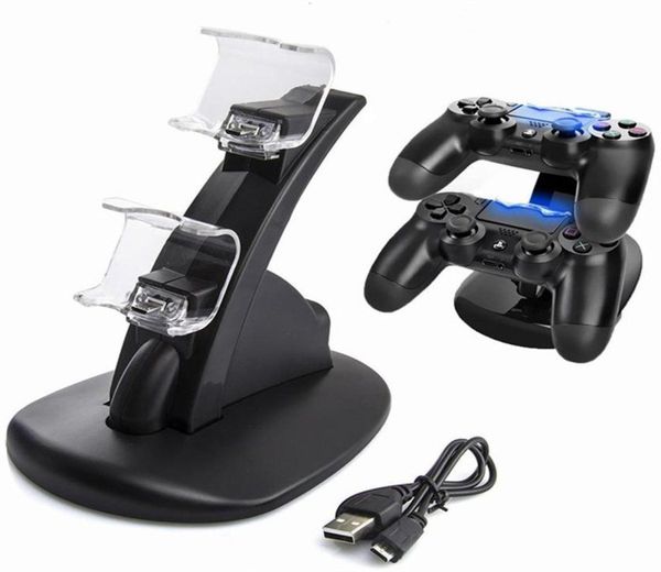 LED PS4 Double Charger Dock Mount USB Charging Stand pour Playstation 4 Gaming Wireless Controller avec détail Box5452652