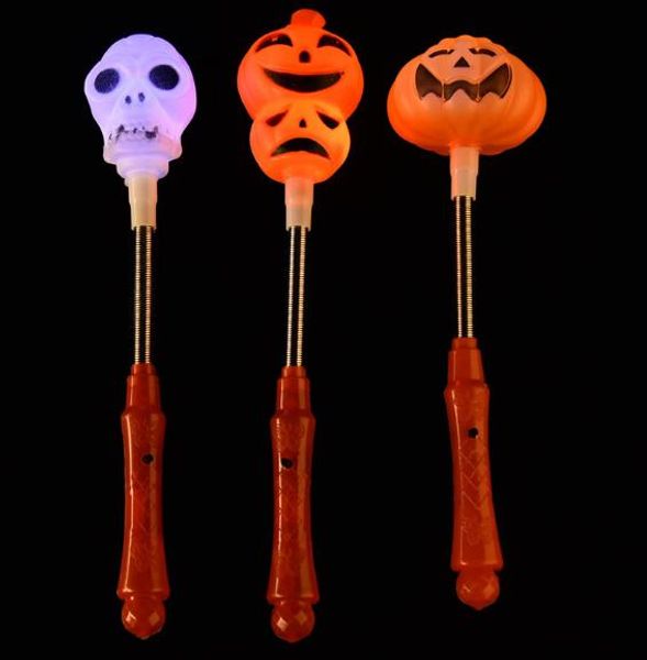 LED Pumpkin Shake Stick Halloween Flash Decor Light Up Ghost witch Varitas mágicas Glow Sticks Party Favor Premio disfraces accesorios decoraciones