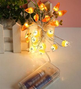 Guirlande lumineuse LED en forme de lapin, décoration de pâques, boîtier de batterie étanche, lanterne de dessin animé mignon, décoration de fête du nouvel an, 7018297