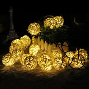LED boules de rotin cordes guirlandes lumineuses à piles lampe décorative de noël guirlande extérieure décoration de mariage éclairage 294L