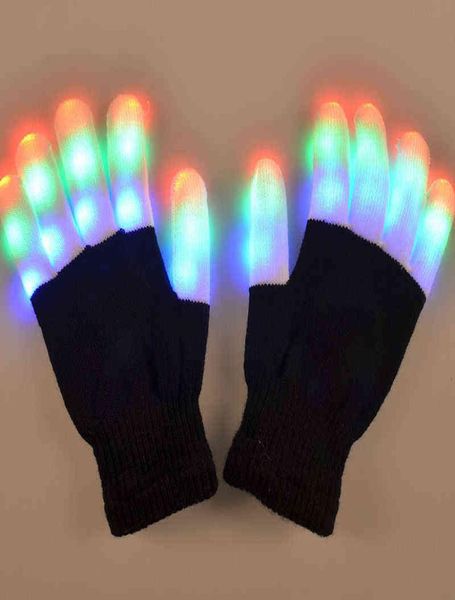 Gants clignotants rave LED GLOW 7 MODE LIGNE LETUR DU FOGEMENT ÉCLAINEMENT BLACK NOUVEAU Y2201051774310