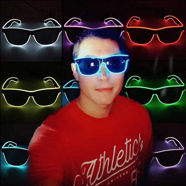 Led Rave Toy 10 Color luminoso El neón Gafas de sol LED Party Dance Dj Gafas brillantes Forra iluminada Suministros de fiestas Glow Glow 240410