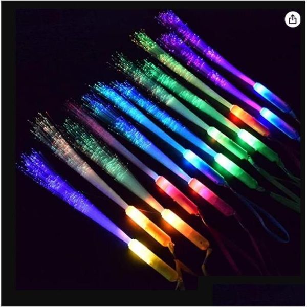 LED Rave Toy 100 piezas Iluminan varitas de fibra óptica Glow Sticks Conciertos intermitentes Fiesta Cumpleaños Favores Goodie Fillers Batería Incluye Dr Dhzhe