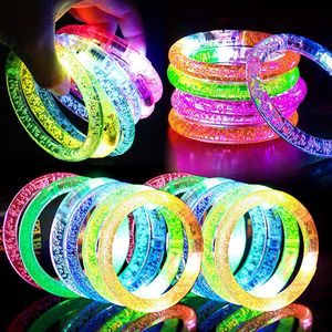 Led Rave Toy 10 unids / bolsa 6 pulseras LED de colores Parpadeante Glow Toy Neon Light Up Kids Birthday Party Favors Treat Guest Gifts Goodie Bag Filler 231109