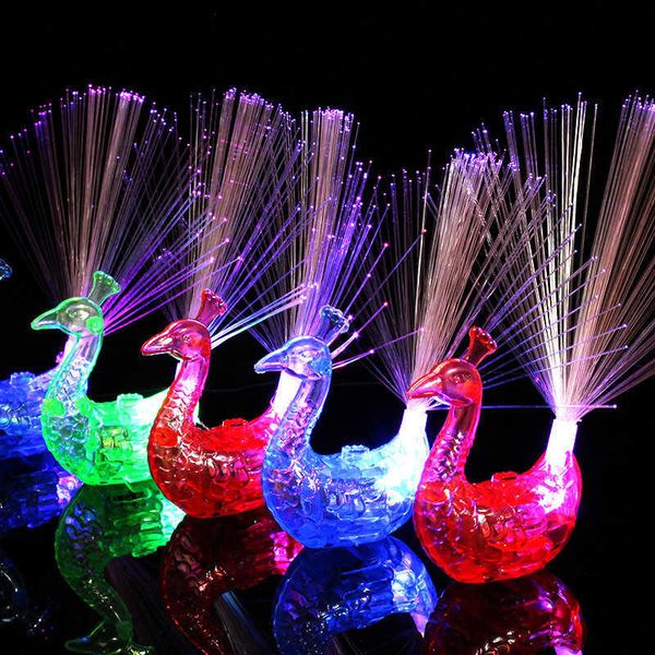 Led Rave Toy 10pcs Colorido Luminoso s para Niños Niñas Peacock Finger LED Light-up Rings Party Gadgets Niños Inteligentes Y2303