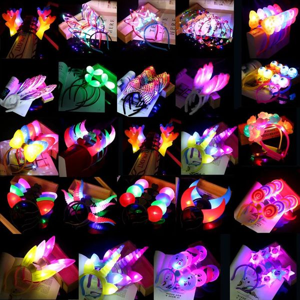 Led Rave Toy 10 unids Luz LED Luminoso Resplandor Diadema Intermitente Tocado Juguete Cumpleaños Fiesta de Navidad Decoración Pascua Día de San Valentín 231109