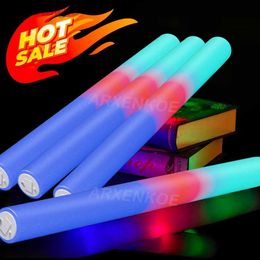 Juguete Rave LED 15/12/30 PCS LED espuma Glow Sticks Bulk Colorido RGB Light Up Sticks Glow in the Dark Party Suministries para Bedding Birthday Rave 240410