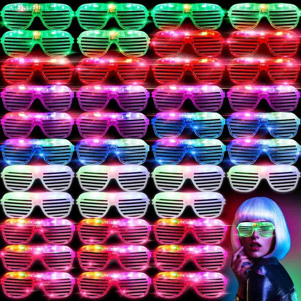 Jouet rave à LED 25/12/72 PC de verres à LED 6 couleurs Louilles lumineuses Shomb Shodes Glow in the Darking Lunes FaUn Rave clignotant des lunettes de soleil 240410