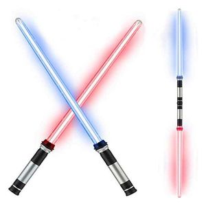 Led Rave Toy 2PCS Scalable Flashing Light Saber Stick Double LED Glow Kpop stick Cosplay Toys for Party Boys Girls Y2303