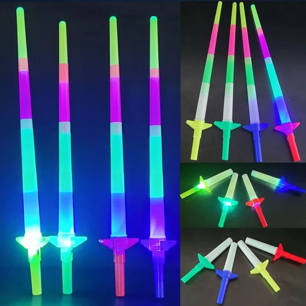 Led Rave Toy 5/10/20 pièces 4 sections extensible LED lueur épée enfants jouet brillant bâton Concert accessoires de fête coloré éclairer bâtons pour la fête 231030