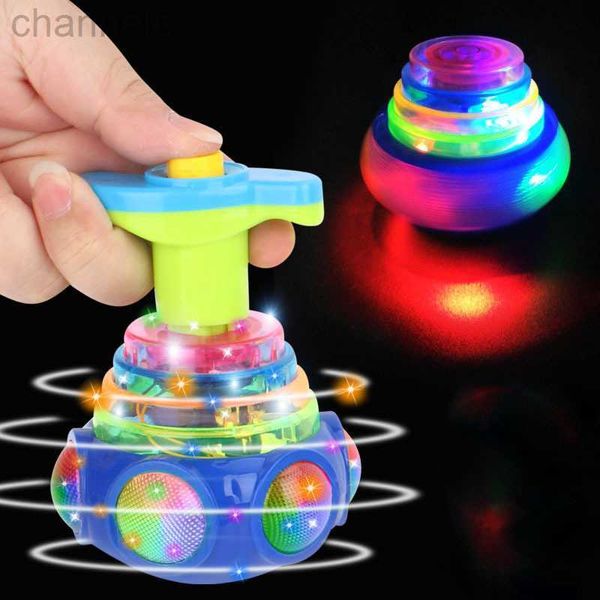 Juguete Led Rave en bolsa, luz luminosa redonda, música giratoria, giroscopio, Fidget Spinner, peonza, Color aleatorio, regalos para niños